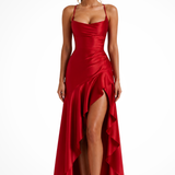 Sienna | Vestido Maxi Satén con Cuello Halter para Mujer como Invitada de Boda