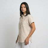 Blusa de Rayas con Bolsillo Frontal para Uso Diario