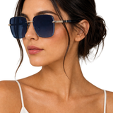 Raffy | Gafas de Sol Aviador con Montura de Metal Dorado y Lentes Degradados