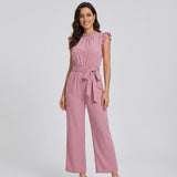Macacão Feminino Elegante com Cintura Ajustável e Detalhes com Folhos