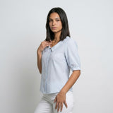 Blusa a Rayas con Cuello Redondo para Conforto Diario