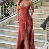 Sienna | Vestido Maxi de Satén con Cuello de Cowl para Mujeres