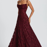 Persefone | Vestido maxi de invitada de boda de brocado floral para mujer