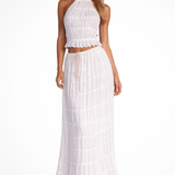 Cora | Conjunto de Top Halter Fruncido y Falda Maxi para Mujeres de 2 Piezas