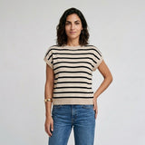 Camiseta de Punto a Rayas con Corte Suelto para Conforto Diario