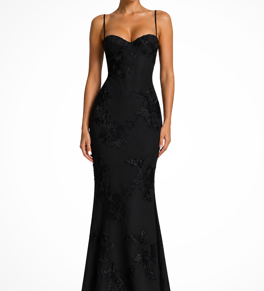 Valentina | Vestido Maxi de Novia con Escote Corazón y Apliques de Flores