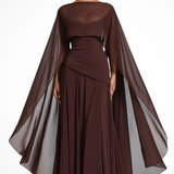 Genevieve | Vestido de mujer con cuello sin tirantes para bodas con chal