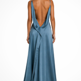 Seraphina | Vestido maxi de satén con cuello de cowl para mujeres, ideal para bodas y fiestas en el jardín