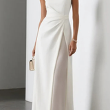 Clarissa | Vestido maxi de invitada de boda sin mangas con drapeado en la cintura