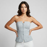 Top bustier elegante en viscosa estructurada | Corte entallado con peplum | Sofisticación moderna