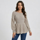 Camiseta de punto con efecto peplum | Corte femenino | Conforto elegante