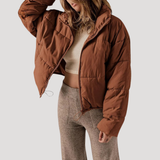 Chaqueta Puffer Acolchada Oversized para Mujer con Cierre Frontal
