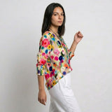Blusa Floral con Escote en V para Conforto Ligero