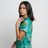 Blusa Camisera Estampada con Manga Corta para una Presencia Ligera