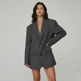 Blazer oversized estructurado en mezcla de lana | Corte recto amplio | Estilo urbano sofisticado
