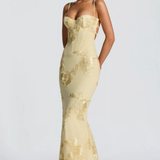 Anastasia | Corsé bordado de flores para mujer con tirantes, vestido maxi para bodas