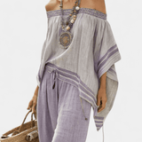 Natália | Conjunto Elegante Bohemio Bardot de Bambú Ligero