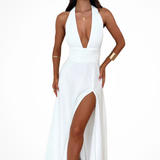 Kaelira | Vestido maxi de estilo halter para mujer con abertura lateral