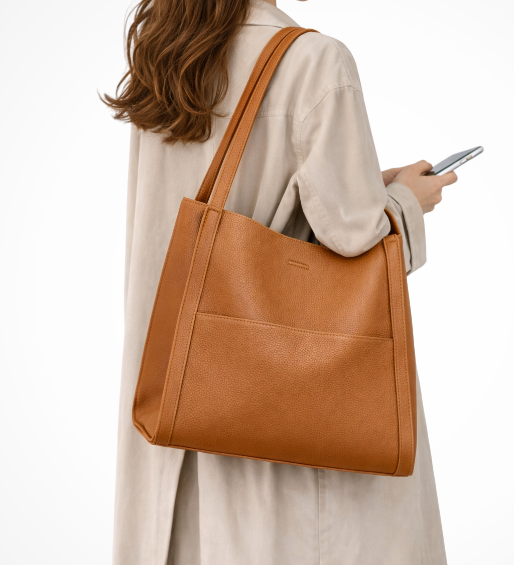 Neva | Bolsa de Hombro Texturizada con Bolsillo Frontal Estructurado para Mujeres