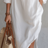 Vestido midi blanco bohemio y relajado