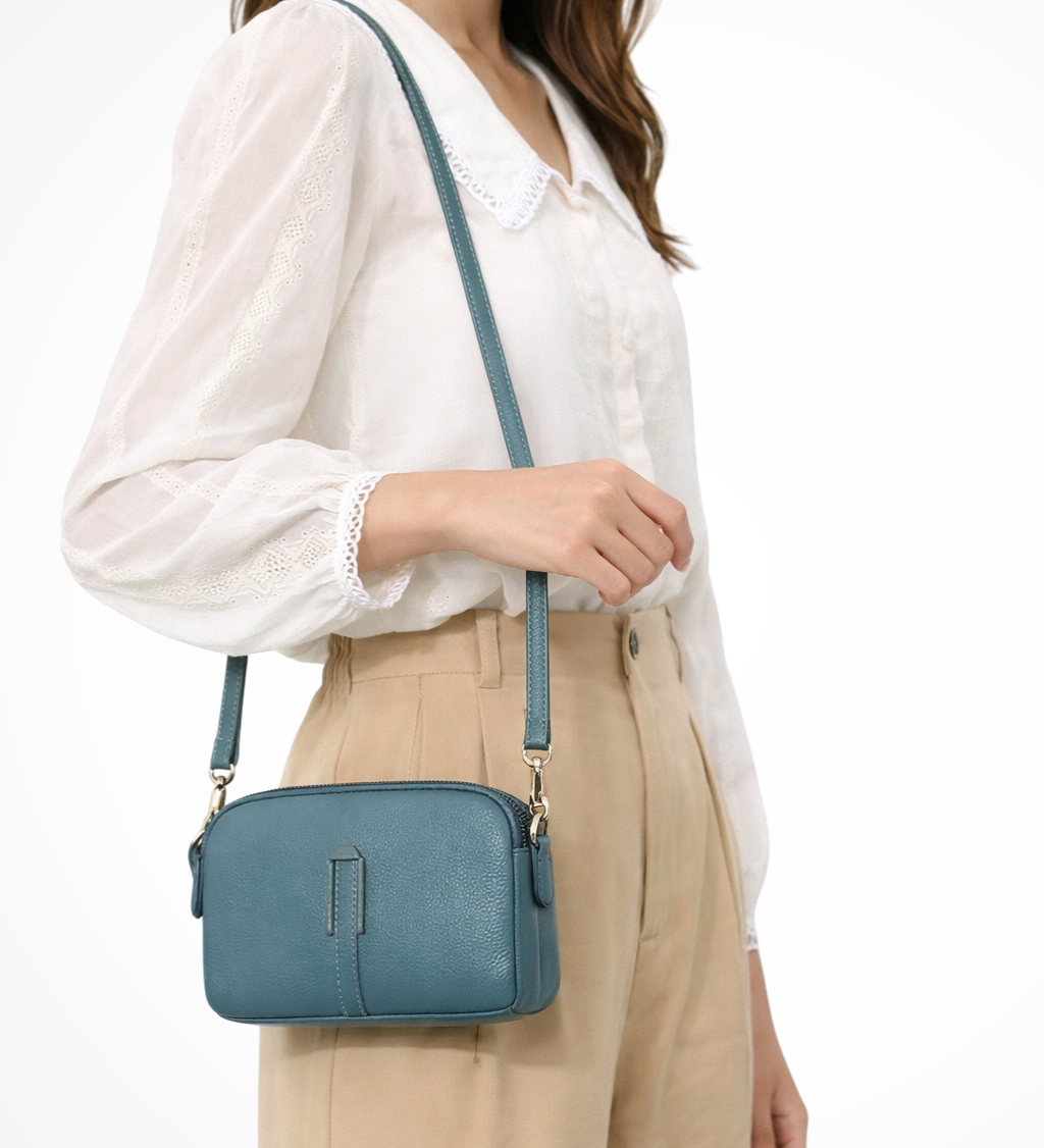 Pella | Bolsa de Hombro Cruzada Compacta Doble Cierre para Mujeres