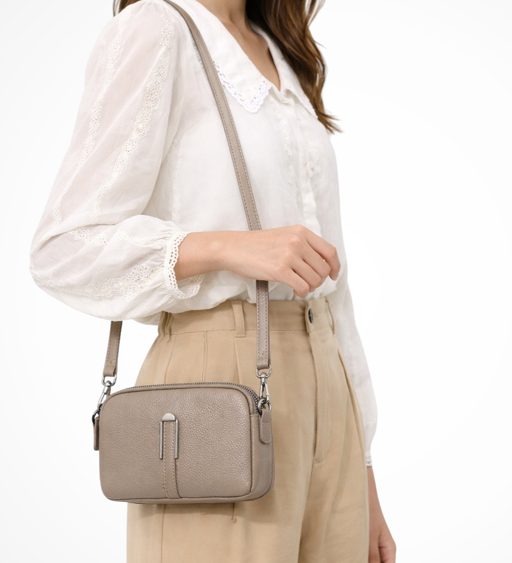 Pella | Bolsa de Hombro Cruzada Compacta Doble Cierre para Mujeres