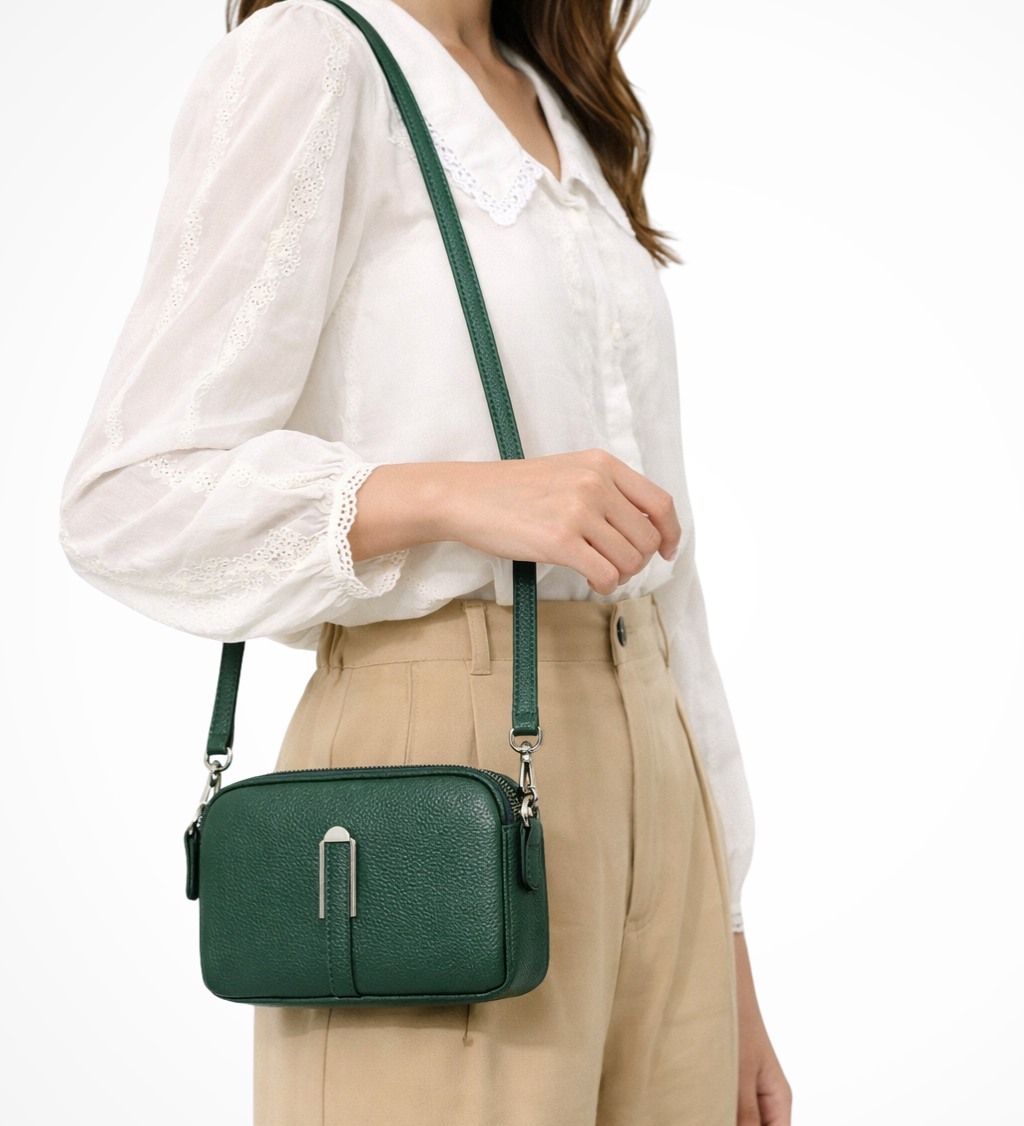 Pella | Bolsa de Hombro Cruzada Compacta Doble Cierre para Mujeres