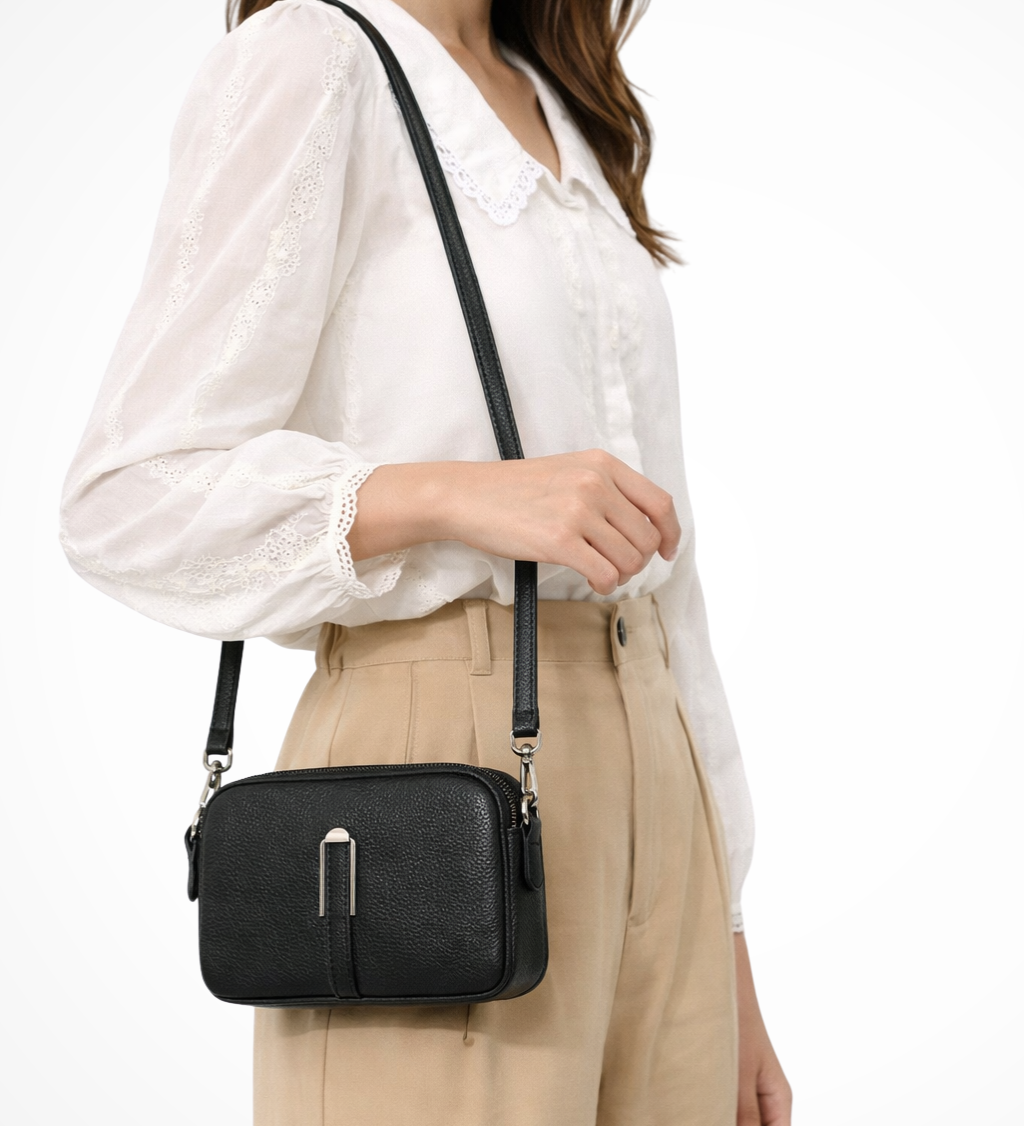 Pella | Bolsa de Hombro Cruzada Compacta Doble Cierre para Mujeres