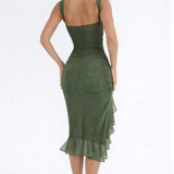 Aurevia | Vestido midi sin mangas arrugado para invitadas de boda
