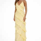 Freya | Vestido Maxi de Verano con Volantes en Cuello Halter para Mujeres