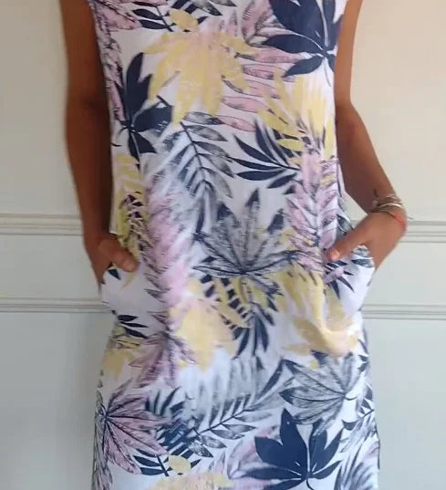 Vestido de verano para señora con bolsillos y estampado vibrante