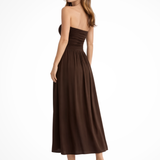 Isabella | Vestido maxi de verano plisado sin hombros para mujeres