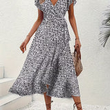 Elara | Vestido envolvente fluido que disimula el abdomen