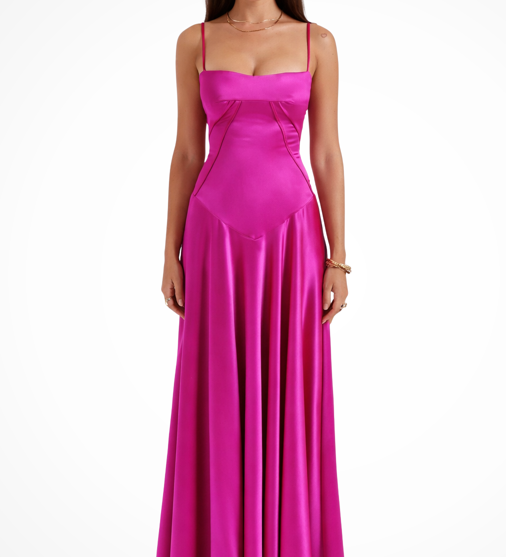 Lorenna | Vestido maxi de satén con corsé para invitadas de boda