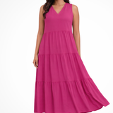 Florencia | Vestido maxi de verano sin mangas y con volantes para mujer