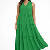 Florencia | Vestido maxi de verano sin mangas y con volantes para mujer
