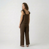 Conjunto Fluido con Top con Volantes y Pantalón Amplio Confortable