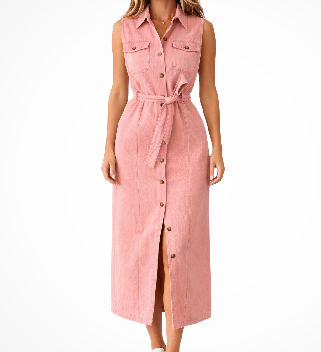 Lottie | Vestido maxi sin mangas con botones y abertura para mujer