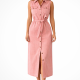 Lottie | Vestido maxi sin mangas con botones y abertura para mujer