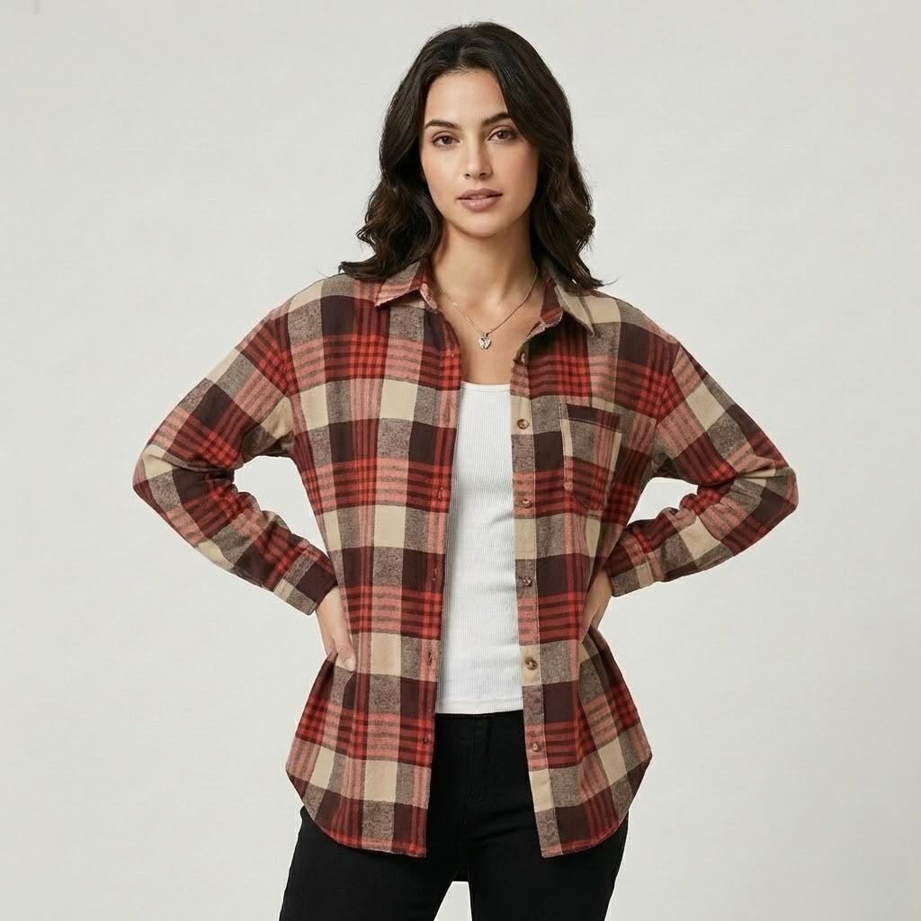Camisa larga a cuadros de inspiración casual | Corte holgado | Estilo relajado