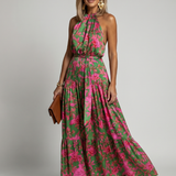 Rowen | Vestido midi halter drapeado