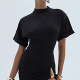 Elara | Vestido mini de invitada de verano con cuerpo ajustado y mangas cortas