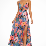 Clemency | Vestido Maxi Floral para Mujer con Frente Atado y Escote para Bodas