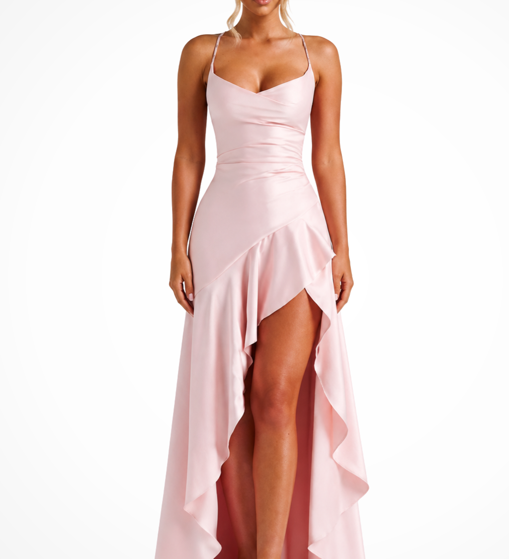 Sienna | Vestido Maxi Satén con Cuello Halter para Mujer como Invitada de Boda