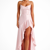 Sienna | Vestido Maxi Satén con Cuello Halter para Mujer como Invitada de Boda