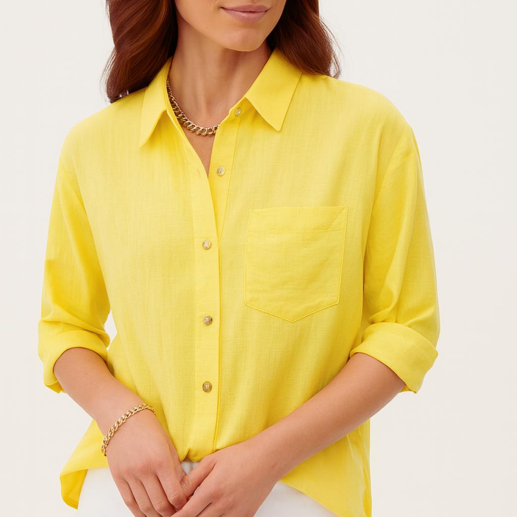 Camisa casual femenina de manga larga con botones