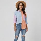Blusa patchwork en mezcla de algodón | Corte fluido | Estilo casual