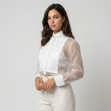 Blusa elegante en mezcla de algodón | Corte recto | Transparencia sofisticada