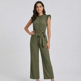 Macacão Feminino Elegante com Cintura Ajustável e Detalhes com Folhos