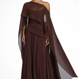 Genevieve | Vestido de mujer con cuello sin tirantes para bodas con chal